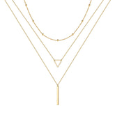 3PCS - Chain&Triangle&Bar Layered Necklaces for Women